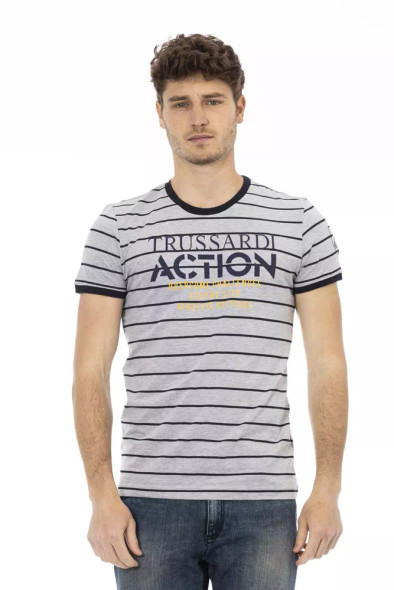 Trussardi Action Gray Cotton Men's T-Shirt Trussardi Action Gray Cotton Men's T-Shirt