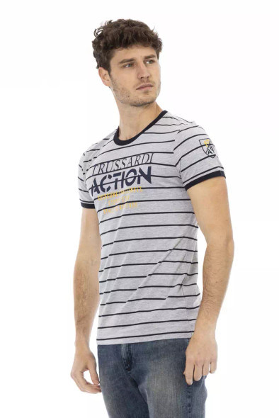 Trussardi Action Gray Cotton Men's T-Shirt Trussardi Action Gray Cotton Men's T-Shirt
