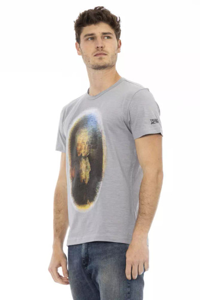 Trussardi Action Gray Cotton Men T-Shirt TR-22737 Trussardi Action Gray Cotton Men T-Shirt TR-22737