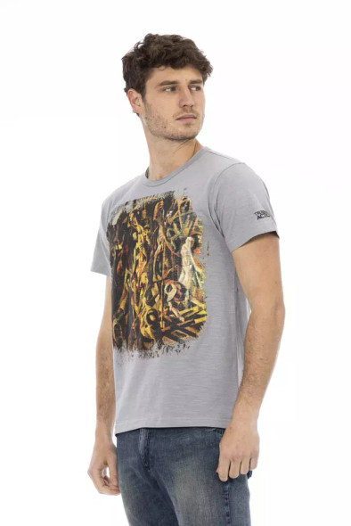 Trussardi Action Gray Cotton Men T-Shirt TR-22713 Trussardi Action Gray Cotton Men T-Shirt TR-22713