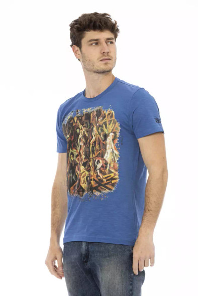 Trussardi Action Blue Cotton Men T-Shirt TR-22712 Trussardi Action Blue Cotton Men T-Shirt TR-22712