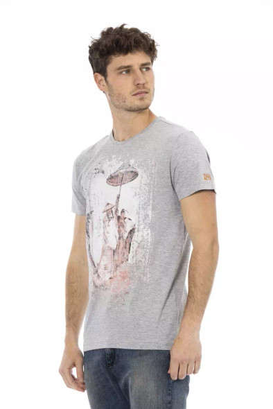 Trussardi Action Gray Cotton Men T-Shirt TR-22708 Trussardi Action Gray Cotton Men T-Shirt TR-22708
