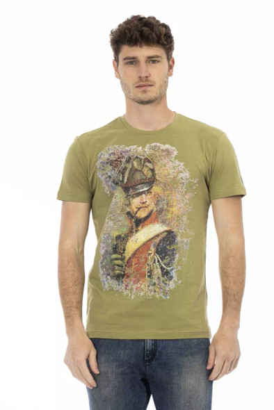Trussardi Action Green Cotton Men T-Shirt TR-22693 Trussardi Action Green Cotton Men T-Shirt TR-22693