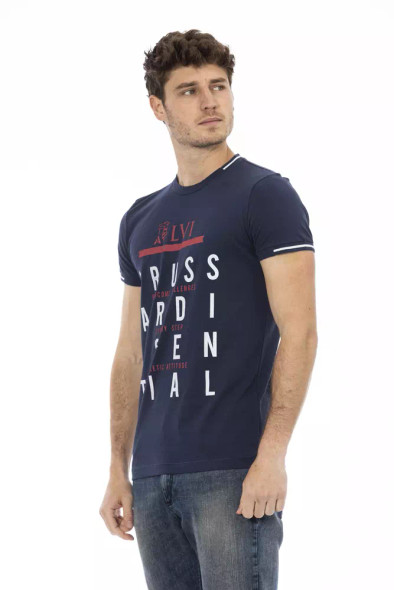 Trussardi Action Blue Cotton Men T-Shirt TR-22751 Trussardi Action Blue Cotton Men T-Shirt TR-22751