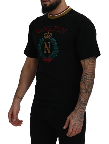 Dolce & Gabbana Black Cotton Embroidered Crewneck T-shirt Dolce & Gabbana Black Cotton Embroidered Crewneck T-shirt