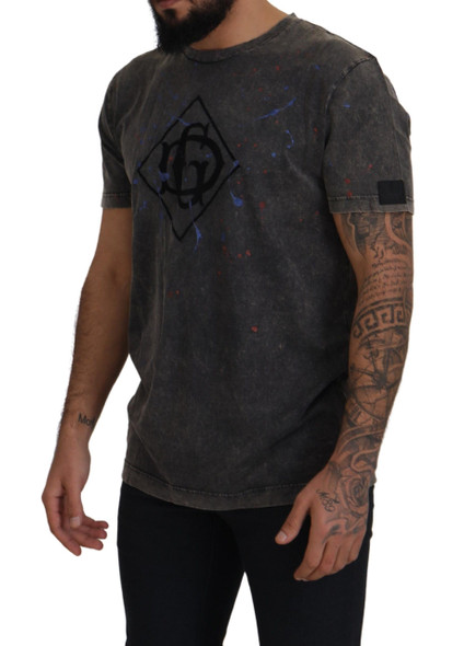 Dolce & Gabbana Gray Discolored Effect DG Logo T-shirt Dolce & Gabbana Gray Discolored Effect DG Logo T-shirt