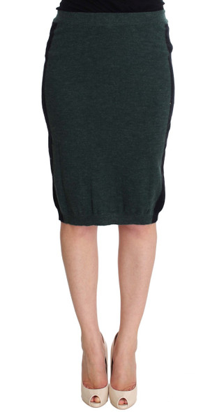 Green Wool Blend Pencil Skirt Green Wool Blend Pencil Skirt