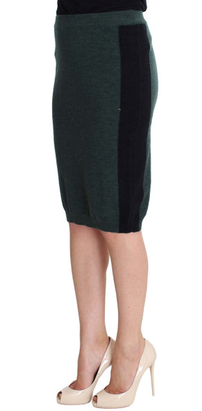 Green Wool Blend Pencil Skirt Green Wool Blend Pencil Skirt