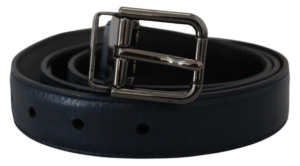 Dolce & Gabbana Blue Leather Silver Metal Buckle Vintage Belt Dolce & Gabbana Blue Leather Silver Metal Buckle Vintage Belt