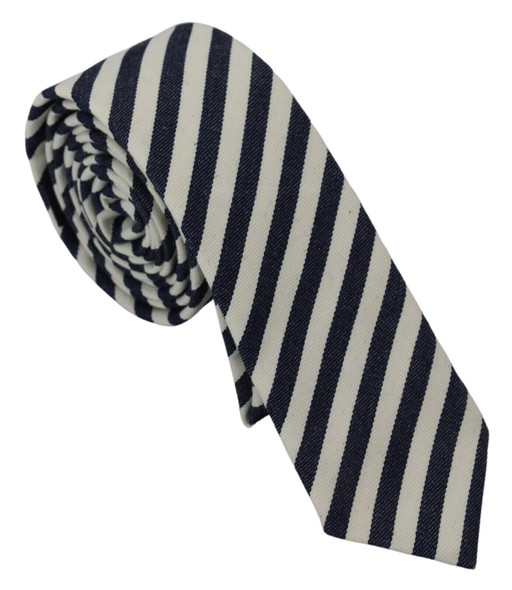 White Blue Striped Classic Adjustable Men Silk Tie White Blue Striped Classic Adjustable Men Silk Tie