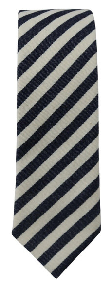 White Blue Striped Classic Adjustable Men Silk Tie White Blue Striped Classic Adjustable Men Silk Tie