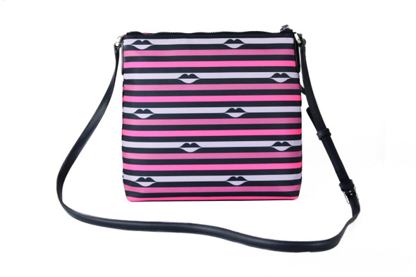 Kate Spade Jae Nylon Leather Flat Pink Striped Multi Crossbody HandBag Purse Kate Spade Jae Nylon Leather Flat Pink Striped Multi Crossbody HandBag Purse