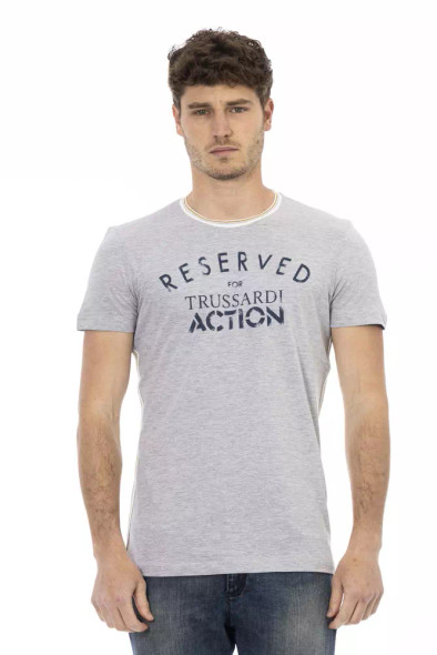 Trussardi Action Gray Cotton Men T-Shirt TR-22758 Trussardi Action Gray Cotton Men T-Shirt TR-22758