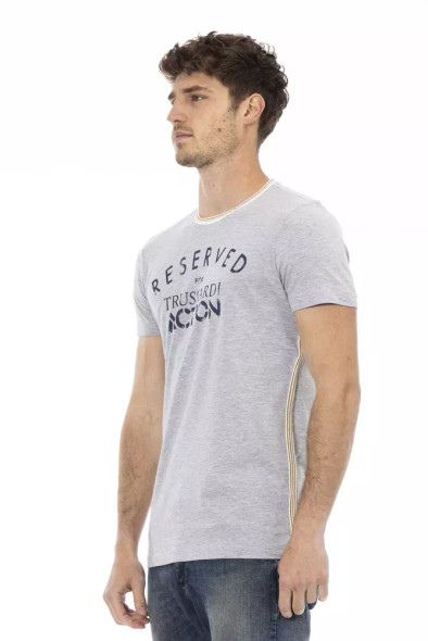 Trussardi Action Gray Cotton Men T-Shirt TR-22758 Trussardi Action Gray Cotton Men T-Shirt TR-22758
