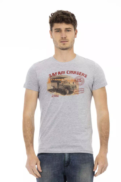 Trussardi Action Gray Cotton Men T-Shirt TR-22667 Trussardi Action Gray Cotton Men T-Shirt TR-22667