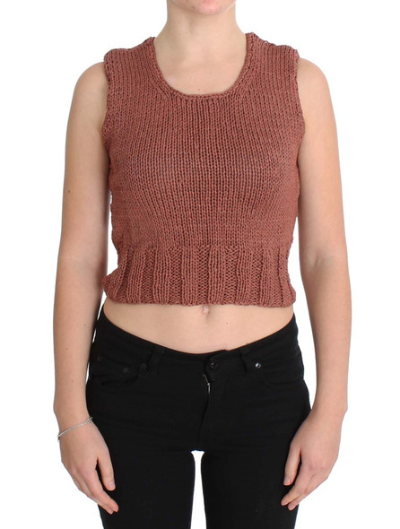 PINK MEMORIES Red Cotton Blend Knitted Sleeveless Sweater PINK MEMORIES Red Cotton Blend Knitted Sleeveless Sweater