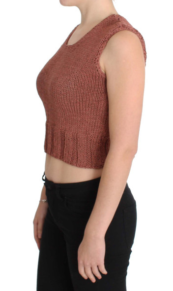 Red Cotton Blend Knitted Sleeveless Sweater Red Cotton Blend Knitted Sleeveless Sweater