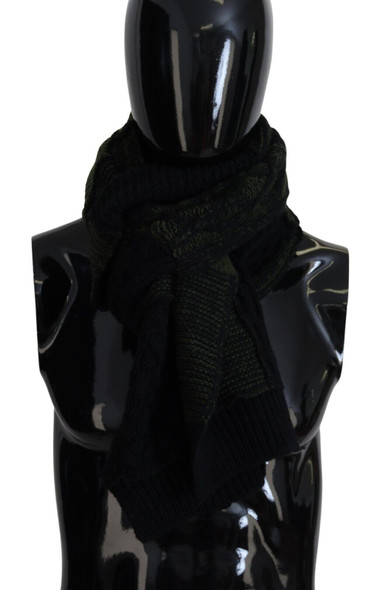 Dolce & Gabbana Black Green Knitted Men Neck Wrap Shawl Scarf Dolce & Gabbana Black Green Knitted Men Neck Wrap Shawl Scarf
