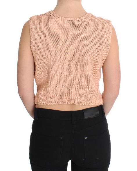 PINK MEMORIES Pink Cotton Blend Knitted Sleeveless Sweater PINK MEMORIES Pink Cotton Blend Knitted Sleeveless Sweater