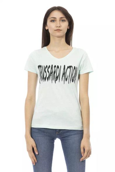 Trussardi Action Light Blue Cotton Women Top Trussardi Action Light Blue Cotton Women Top