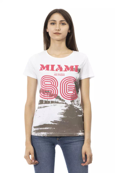 Trussardi Action White Cotton Women T-Shirt TR-23082 Trussardi Action White Cotton Women T-Shirt TR-23082