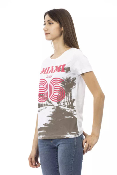 Trussardi Action White Cotton Women T-Shirt TR-23082 Trussardi Action White Cotton Women T-Shirt TR-23082
