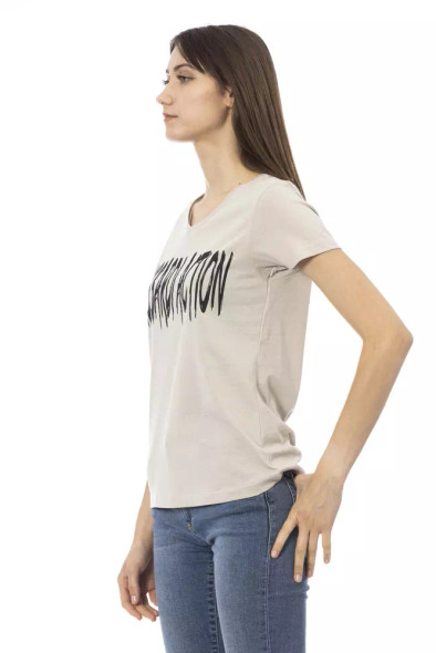 Trussardi Action Beige Cotton Women T-Shirt Trussardi Action Beige Cotton Women T-Shirt