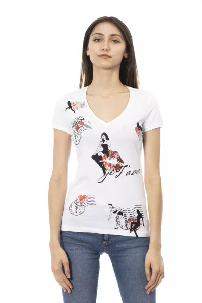 White Cotton Women T-Shirt TR-23081 White Cotton Women T-Shirt TR-23081