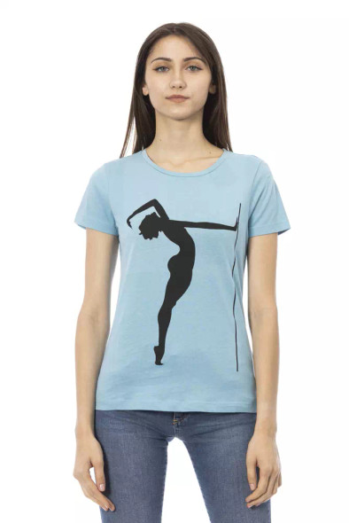 Light Blue Cotton Women T-Shirt Light Blue Cotton Women T-Shirt