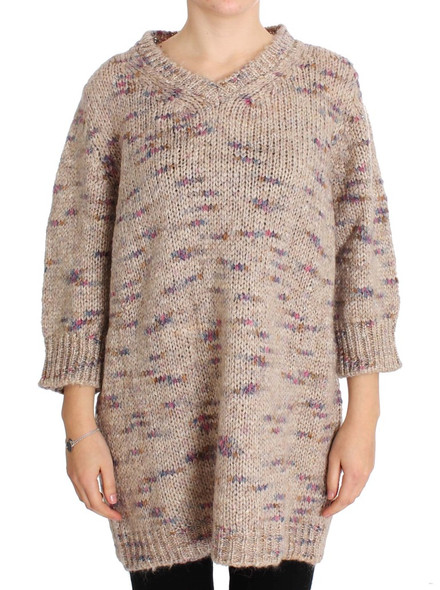 Beige Wool Blend Knitted Oversize Sweater Beige Wool Blend Knitted Oversize Sweater