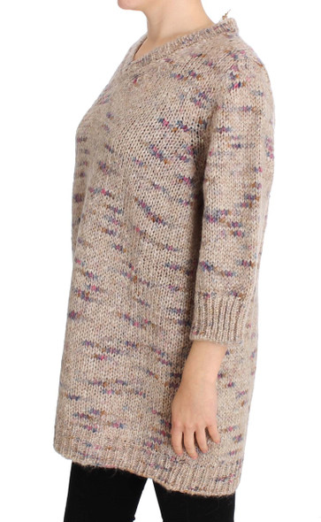 Beige Wool Blend Knitted Oversize Sweater Beige Wool Blend Knitted Oversize Sweater