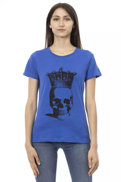 Trussardi Action Blue Cotton Women T-Shirt TR-23058 Trussardi Action Blue Cotton Women T-Shirt TR-23058