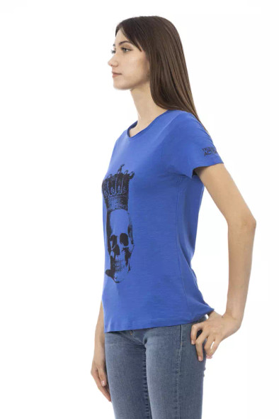Trussardi Action Blue Cotton Women T-Shirt TR-23058 Trussardi Action Blue Cotton Women T-Shirt TR-23058
