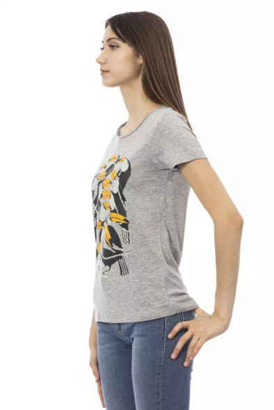 Trussardi Action Gray Cotton Women T-Shirt TR-23045 Trussardi Action Gray Cotton Women T-Shirt TR-23045