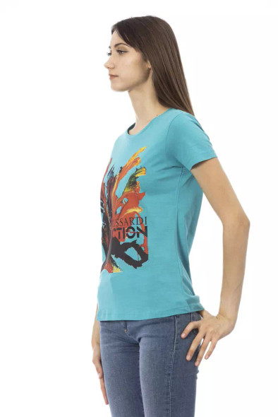 Trussardi Action Light Blue Cotton Women T-Shirt TR-23039 Trussardi Action Light Blue Cotton Women T-Shirt TR-23039
