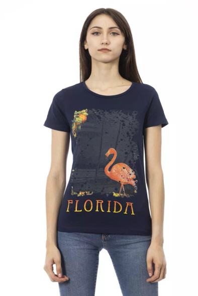 Trussardi Action Blue Cotton Women T-Shirt TR-23031 Trussardi Action Blue Cotton Women T-Shirt TR-23031