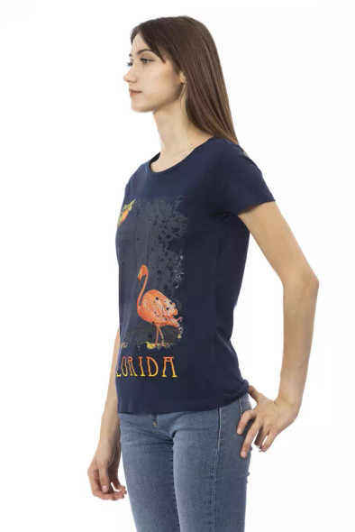 Trussardi Action Blue Cotton Women T-Shirt TR-23031 Trussardi Action Blue Cotton Women T-Shirt TR-23031