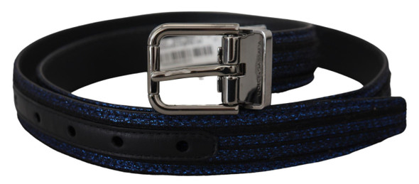 Dolce & Gabbana Blue Jacquard Stripe Silver Buckle Belt Dolce & Gabbana Blue Jacquard Stripe Silver Buckle Belt