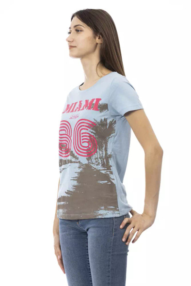 Trussardi Action Light Blue Cotton Women T-Shirt TR-23086 Trussardi Action Light Blue Cotton Women T-Shirt TR-23086