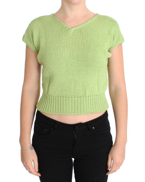 Green Cotton Blend Knitted Sweater Green Cotton Blend Knitted Sweater