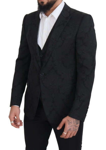 Dolce & Gabbana Black Floral Brocade 2 Piece MARTINI Suit Dolce & Gabbana Black Floral Brocade 2 Piece MARTINI Suit