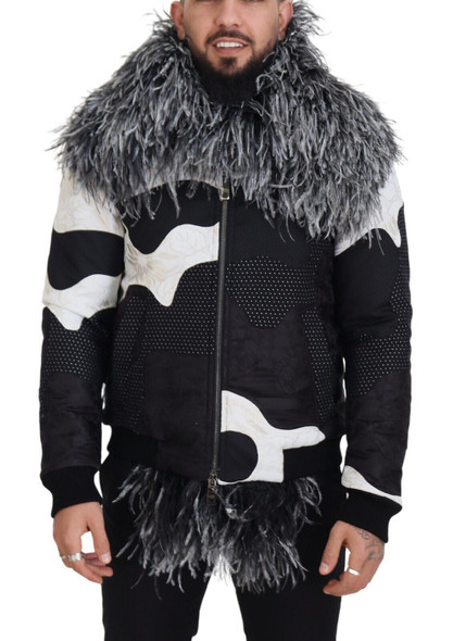 Dolce & Gabbana Black White Fur Shearling Full Zip Jacket Dolce & Gabbana Black White Fur Shearling Full Zip Jacket