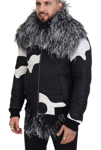 Dolce & Gabbana Black White Fur Shearling Full Zip Jacket Dolce & Gabbana Black White Fur Shearling Full Zip Jacket