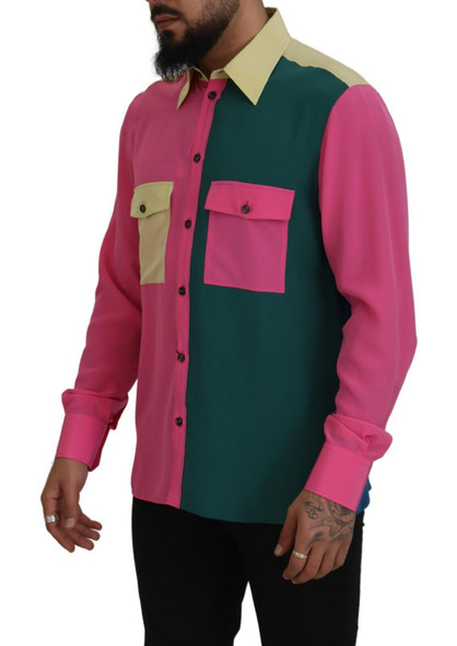 Dolce & Gabbana Multicolor Patchwork Silk Button Down Shirt Dolce & Gabbana Multicolor Patchwork Silk Button Down Shirt