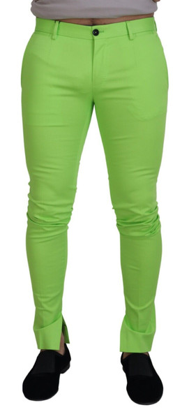Dolce & Gabbana Light Green Cotton Skinny Men Trousers Pants Dolce & Gabbana Light Green Cotton Skinny Men Trousers Pants