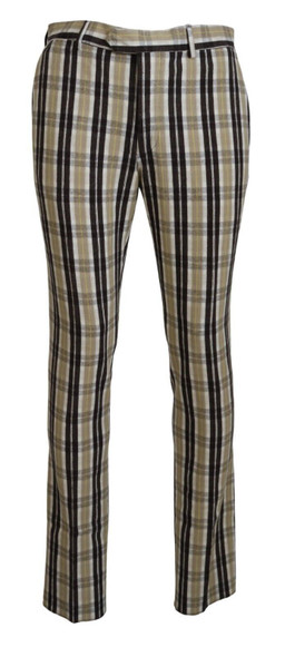 BENCIVENGA Multicolor Checkered Cotton Straight Fit Men Pants BENCIVENGA Multicolor Checkered Cotton Straight Fit Men Pants