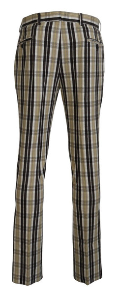 BENCIVENGA Multicolor Checkered Cotton Straight Fit Men Pants BENCIVENGA Multicolor Checkered Cotton Straight Fit Men Pants