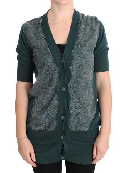 Green Lace Cotton Cardigan Sweater Green Lace Cotton Cardigan Sweater