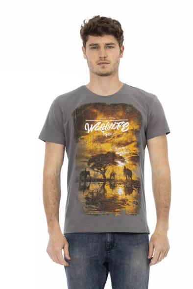 Trussardi Action Gray Cotton Men T-Shirt TR-22822 Trussardi Action Gray Cotton Men T-Shirt TR-22822