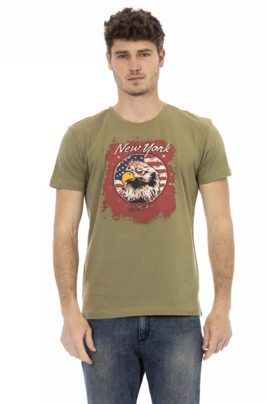 Trussardi Action Green Cotton Men T-Shirt TR-22765 Trussardi Action Green Cotton Men T-Shirt TR-22765